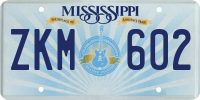 MS license plate ZKM602