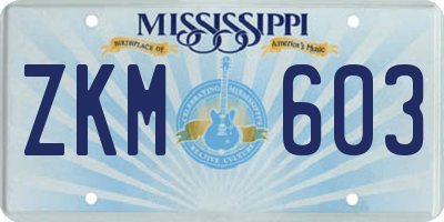 MS license plate ZKM603