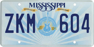 MS license plate ZKM604