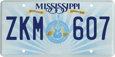 MS license plate ZKM607