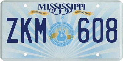 MS license plate ZKM608