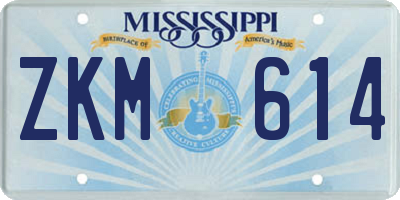 MS license plate ZKM614