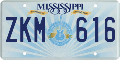 MS license plate ZKM616