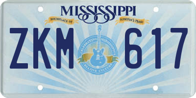 MS license plate ZKM617