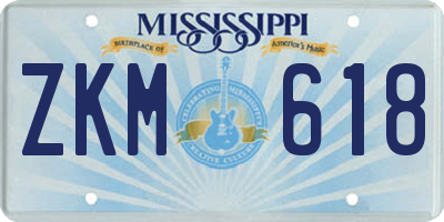 MS license plate ZKM618