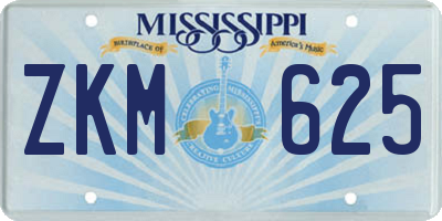 MS license plate ZKM625