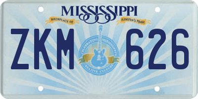 MS license plate ZKM626