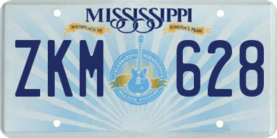 MS license plate ZKM628