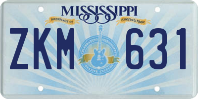 MS license plate ZKM631