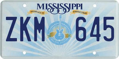 MS license plate ZKM645