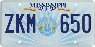MS license plate ZKM650