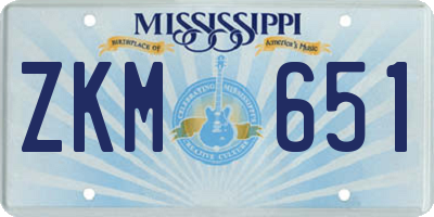 MS license plate ZKM651