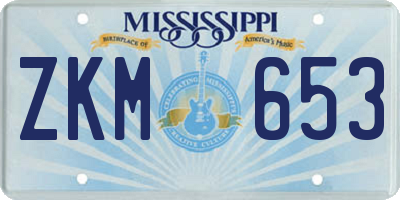 MS license plate ZKM653