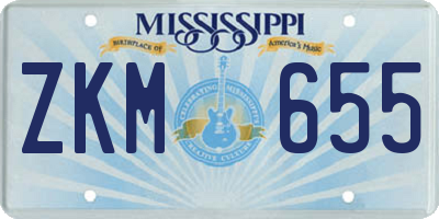 MS license plate ZKM655