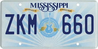 MS license plate ZKM660