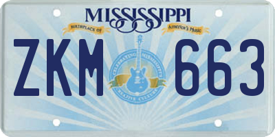 MS license plate ZKM663
