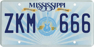 MS license plate ZKM666