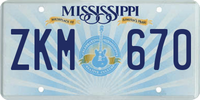 MS license plate ZKM670