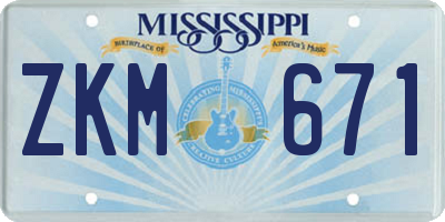 MS license plate ZKM671