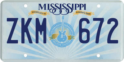 MS license plate ZKM672