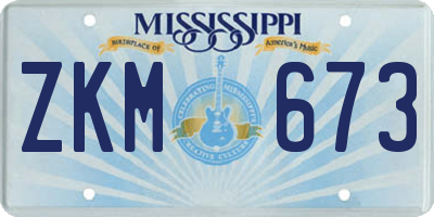 MS license plate ZKM673