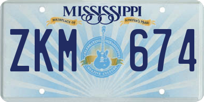MS license plate ZKM674