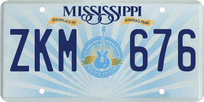 MS license plate ZKM676