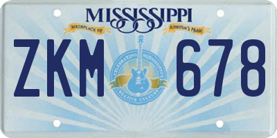 MS license plate ZKM678