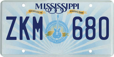 MS license plate ZKM680