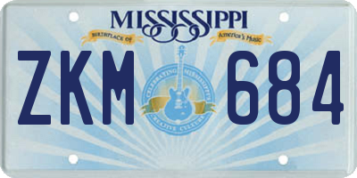 MS license plate ZKM684
