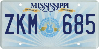 MS license plate ZKM685