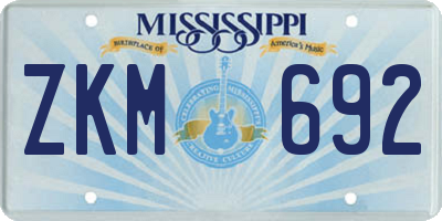 MS license plate ZKM692