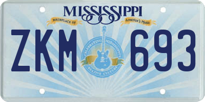 MS license plate ZKM693