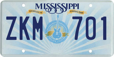 MS license plate ZKM701