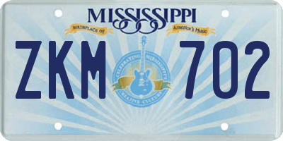 MS license plate ZKM702