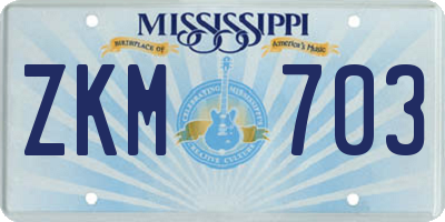 MS license plate ZKM703