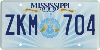 MS license plate ZKM704