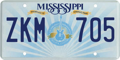 MS license plate ZKM705
