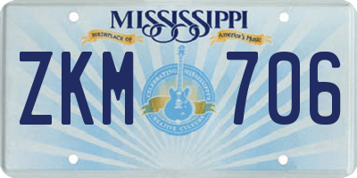 MS license plate ZKM706