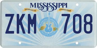 MS license plate ZKM708