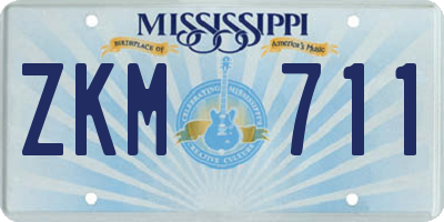 MS license plate ZKM711