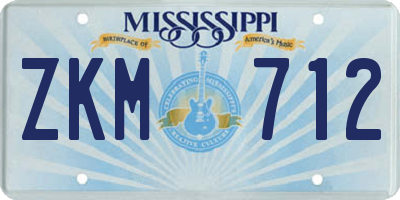 MS license plate ZKM712