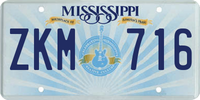 MS license plate ZKM716