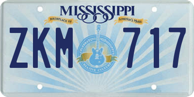 MS license plate ZKM717