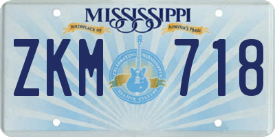 MS license plate ZKM718