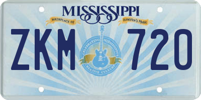 MS license plate ZKM720