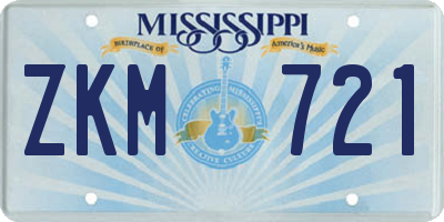 MS license plate ZKM721