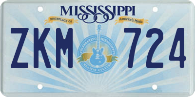 MS license plate ZKM724