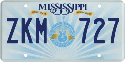 MS license plate ZKM727