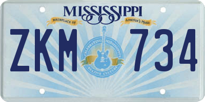 MS license plate ZKM734